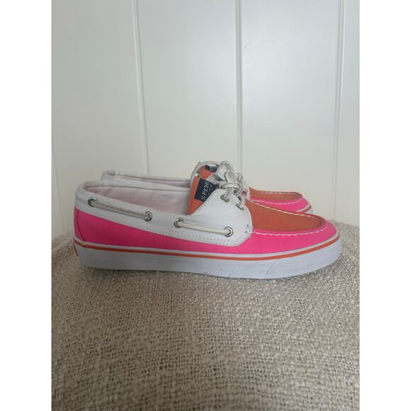 Sperry Top Sider Pink and Orange Boat Shoe Womens Size 7.5 - Picture 3 of 9